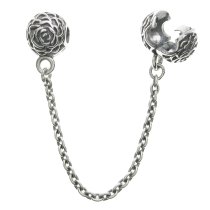 Antique Sterling Silver Round Rose Stopper Clip Lock Safety Chain Bead for European Charm Bracelets