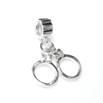 Antique 925 Sterling Silver Police Handcuffs Dangle Pendant for European Charm Bracelets