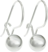 Sterling Silver 6mm Round Ball Dangle Charm Kidney Earwire Hook Earrings