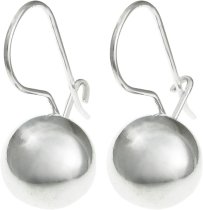 Sterling Silver 8mm Round Ball Dangle Charm Kidney Earwire Hook Earrings