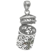 925 Sterling Silver Christian Cross Red CZ Crystal Dangle Locket Box Pendant Rolo Chain Necklace 16"+2" Extender