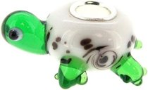 Sterling Silver Turtle White Glass Bead for European Charm Bracelets