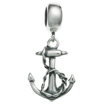 Antique 925 Sterling Silver Ship Anchor Dangle Bead for European Charm Bracelets