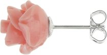 2x Sterling Silver Simulated Pink Coral Rose Earring Stud Post 10mm