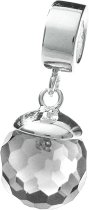 Sterling Silver Clear Crystal Disco Ball Birthstone April Dangle Bead for European Charm Bracelets