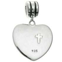 925 Sterling Silver Christian Cross "With God All Things Are Possible" Dangle Bead for European Charm Bracelets