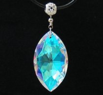 New AB Swarovski Austrian Crystal Marquis Silver Pendant