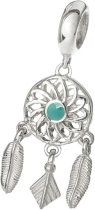 Queenberry Sterling Silver Enamel Dream Catcher Flower Feather European Style Dangle Bead Charm
