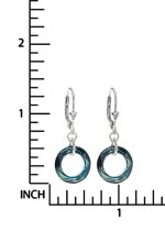Sterling Silver Round Bermuda Blue Crystals Leverback Dangle Earrings Using Swarovski Elements Crystal