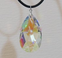 Large Teardrop Briolette Swarovski Crystal Silver Pendant