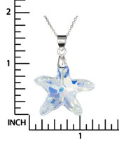 Star Fish Clear AB Pendant w/ 925 Sterling Silver Adjustable Chain Necklace 16" with 2" Extender 18" Using Swarovski Elements Crystal