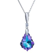 Baroque Vitrail Light Purple Pendant w/ Rhodium on Sterling Silver Adjustable Chain Necklace 16″ with 2″ Extender 18″ Using Swarovski Elements Crystal