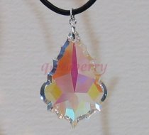 Swarovski Crystal: Large Maple Leaf Silver Pendant