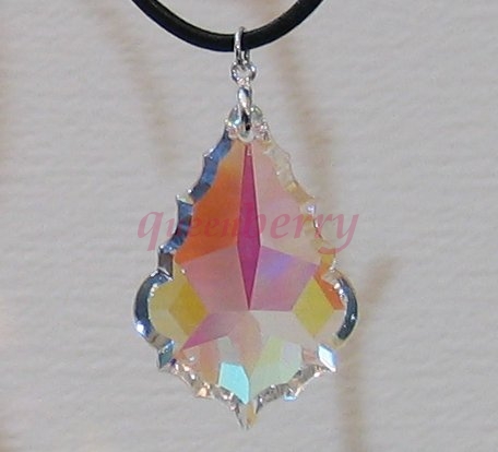 Swarovski Crystal: Large Maple Leaf Silver Pendant