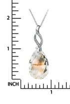 Teardrop Briolette Clear AB Pendant w/ Rhodium on Sterling Silver Adjustable Chain Necklace 16" with 2" Extender 18" Using Swarovski Elements Crystal
