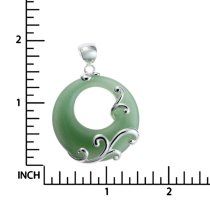 Sterling Silver Filigree Flower Round Aventurine Charm Pendant 35mm