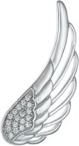 Rhodium-plated Sterling Silver Angel Wing Feather Clear CZ French Hook Earwire Ear Cuff Wrap for Left Ear