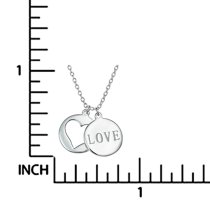 925 Sterling Silver Love Heart Round Pendantd Rolo Chain Necklace 16"+1" Extender