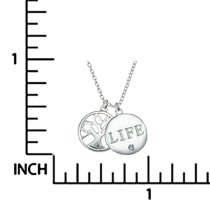 925 Sterling Silver Family Tree Life Clear CZ Crystal Pendant Rolo Chain Necklace 16"+1" Extender