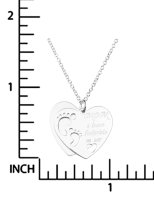 Sterling Silver Love Mom U Leave Footprint on Our Heart Dangle Pendant Rolo Chain Necklace 16 Inches