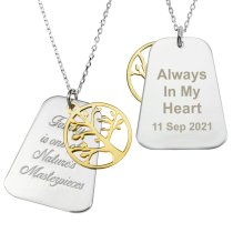 Sterling Silver Family Is One of Nature's Masterpieces Gold-tone Round Tree of Life Charm Pendant Rolo Chain Necklace 18 Inches