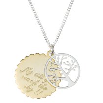 Sterling Silver Family Tree Fly Till You Reach the Sky Pendant Chain Necklace 16″ + 2″ Extender
