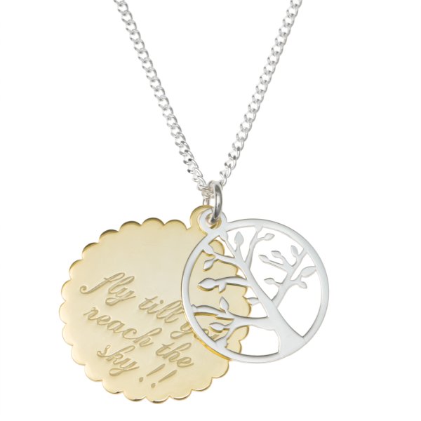 Sterling Silver Family Tree Fly Till You Reach the Sky Pendant Chain Necklace 16" + 2" Extender