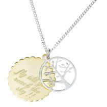 Sterling Silver Family Tree Fly Till You Reach the Sky Pendant Chain Necklace 16" + 2" Extender