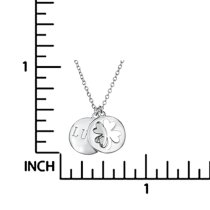 Sterling Silver Four Leaf Lucky Clover Round Dangle Pendant Rolo Chain Necklace 16"+1" Extender