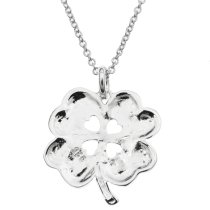 Sterling Silver 4 Leaf Clover Friends Forever Today Tomorrow Always Heart Charm Pendant Chain Necklace 16"+2" Extender