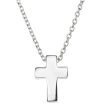 Sterling Silver Christian Cross Faith Dangle Charm Pendant Rolo Chain Necklace 16 Inches with 1 Inch Extender