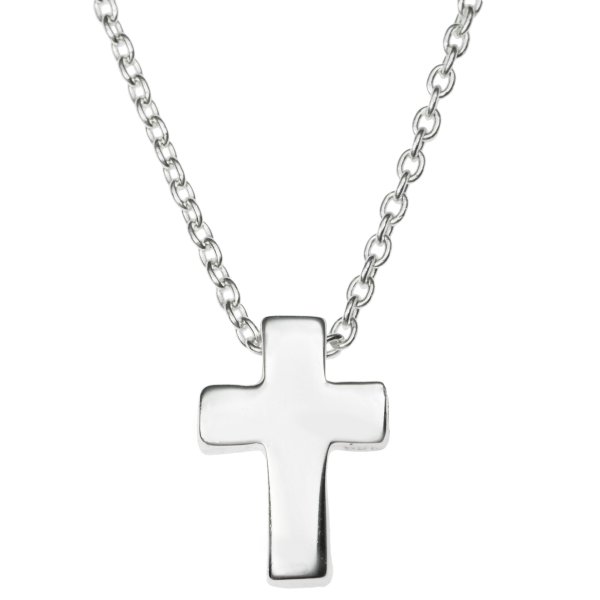 Sterling Silver Christian Cross Faith Dangle Charm Pendant Rolo Chain Necklace 16 Inches with 1 Inch Extender