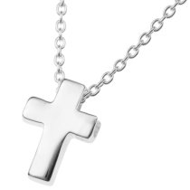 Sterling Silver Christian Cross Faith Dangle Charm Pendant Rolo Chain Necklace 16 Inches with 1 Inch Extender