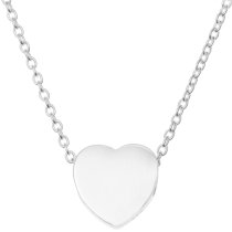 Sterling Silver Love Heart Dangle Charm Pendant Rolo Chain Necklace 16 Inches with 1 Inch Extender