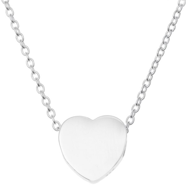Sterling Silver Love Heart Dangle Charm Pendant Rolo Chain Necklace 16 Inches with 1 Inch Extender