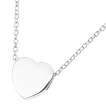 Sterling Silver Love Heart Dangle Charm Pendant Rolo Chain Necklace 16 Inches with 1 Inch Extender
