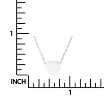 Sterling Silver Love Heart Dangle Charm Pendant Rolo Chain Necklace 16 Inches with 1 Inch Extender