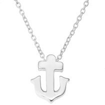 Sterling Silver Ship Anchor Friendship Dangle Charm Pendant Rolo Chain Necklace 16 Inches with 1 Inch Extender