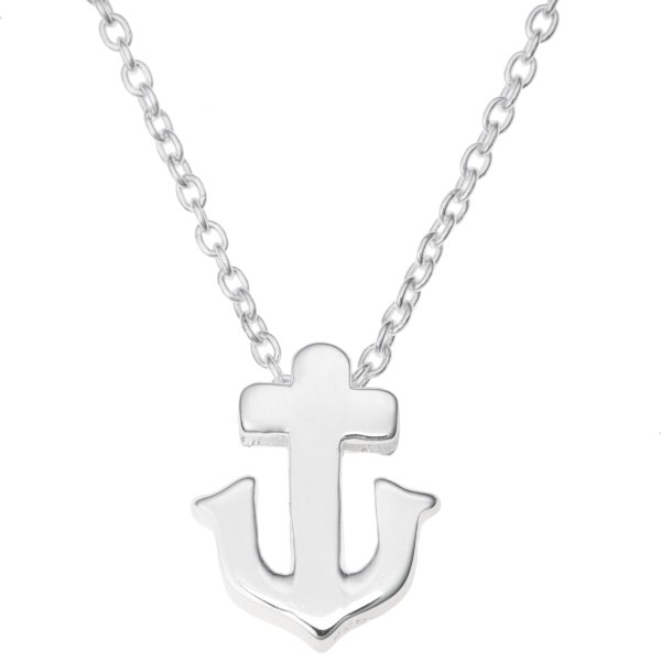 Sterling Silver Ship Anchor Friendship Dangle Charm Pendant Rolo Chain Necklace 16 Inches with 1 Inch Extender