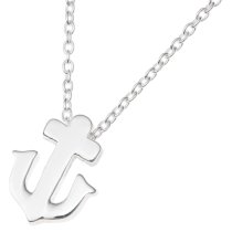 Sterling Silver Ship Anchor Friendship Dangle Charm Pendant Rolo Chain Necklace 16 Inches with 1 Inch Extender
