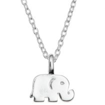Sterling Silver Elephant Luck Dangle Charm Pendant Rolo Chain Necklace 16 Inches with 1 Inch Extender