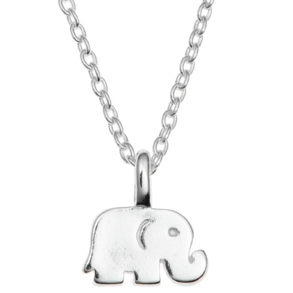 Sterling Silver Elephant Luck Dangle Charm Pendant Rolo Chain Necklace 16 Inches with 1 Inch Extender