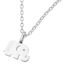 Sterling Silver Elephant Luck Dangle Charm Pendant Rolo Chain Necklace 16 Inches with 1 Inch Extender