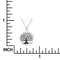 925 Sterling Silver Round Family Tree Dangle Charm Pendant Rolo Chain Necklace 16 Inches with 1 Inch Extender