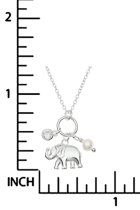 Sterling Silver Luck Elephant Natural Fresh Water Pearl Round Clear CZ Dangle Charm Chain Necklace 16 Inches + 1 Inch Extender
