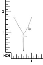 Sterling Silver Christian Cross Faith Round Clear CZ Dangle Charm Chain Necklace 16"+1" Extender