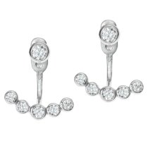 Rhodium on 925 Sterling Silver Clear CZ Crystal 2 in 1 Stud and Jacket Ear Cuff Earrings
