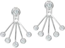 Rhodium on 925 Sterling Silver Clear CZ Crystal 2 in 1 Stud & Jacket Ear Cuff Earrings