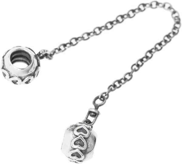Antique 925 Sterling Silver Infinity Love Heart Screw-on Bead Safety Chain for European Charm Bracelets