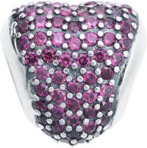 Queenberry Sterling Silver Heart Love Pink Cubic Zirconia Bead for European Charm Bracelets